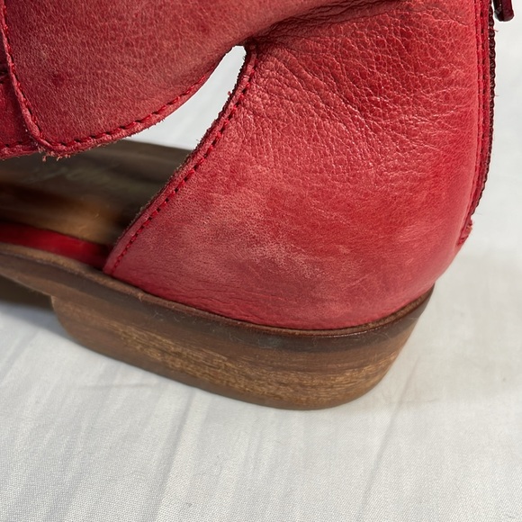 Free People Wanderlust Woven Red Leather Flats Point Toe Shoes - Picture 10 of 16